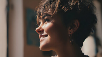 Radiant portrait of a young woman radiating positivity with a confident and gentle demeanor