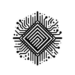 Abstract Geometric Microchip Core Concept Graphic - Digital Tech Illustration Icon