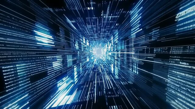 Abstract digital tunnel of binary code data flow