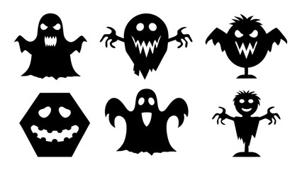 Obraz premium Spooky Halloween Silhouettes Ghosts Monsters and Haunted Figures
