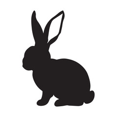 A silhouette of a black bunny with large ears. 