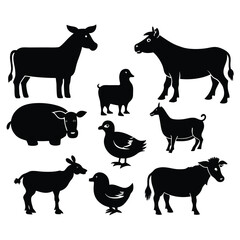 Farm Animals Icon Set vector illustration
