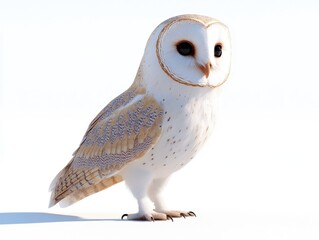 Cute barn owl on white background