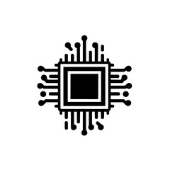 Minimalist Digital Chip Processor Icon: Tech, AI, Computing, and Innovation Symbol
