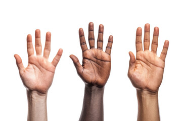 Obraz premium Hand show five finger isolated on white background PNG