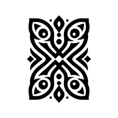 Modern Abstract Symmetrical Ornament Black and White Graphic Design Element Pattern