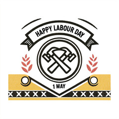 International Labor Day vintage typography PNG, emblem vintage, happy labor day typography, Labor Day 1 May, 1 May festival