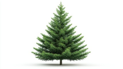 Lush green fir tree on white background