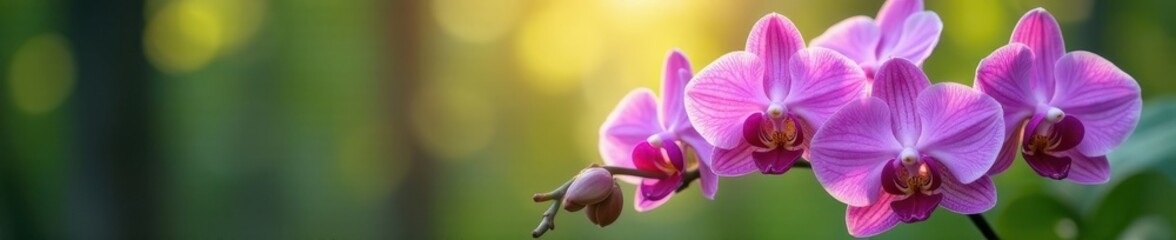 Fototapeta premium Stunning purple and white orchids thriving outdoors , beautiful, flowers