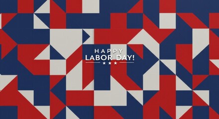 Obraz premium Geometric Mosaic: Red, White, and Blue Abstract Pattern.
