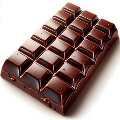 Realistic chocolate bar with segmented squares isolated on white background for confectionery or food design