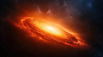 Fototapeta premium Beautiful Spiral Galaxy in Cosmic Space with Vibrant Orange and Red Hues