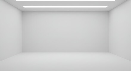 Fototapeta premium A white room with a bare wall and no furniture