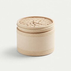 Clay Mask Powder Recycled Jar Blank Label Skincare Isolated on White