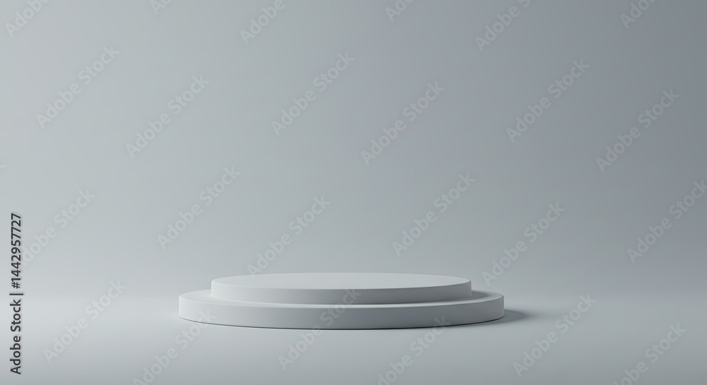 Poster a white pedestal with a circular base and a square top