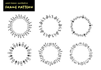 シンプルな手書きのかわいいコスメイメージフレームセット