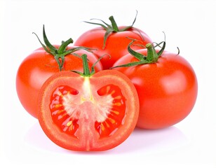  Tomatoes isolated on white.