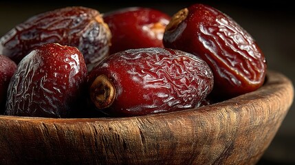 Dates in a wooden bowl create a healthy and delicious food presentation