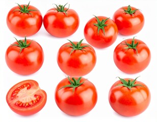  Tomatoes isolated on white.