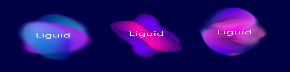 Set of gradient liquid shapes. Fluid dynamic elements for your creative graphic design. Vector illustration. Eps 10