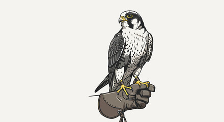 Falcon on Falconer's Glove - Vector Art
