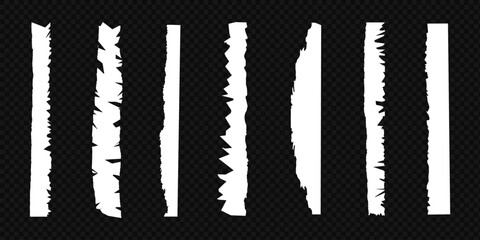 White torn paper tears pieces collection isolated with soft shadows realistic vector illustration