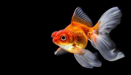 gold fish isolated on black background
