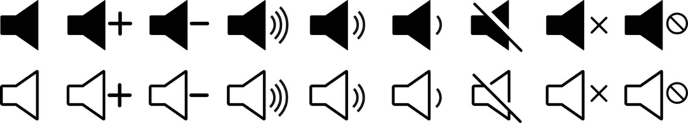speaker icon set. noise icons symbol. sound level. silent signs. Volume symbol

