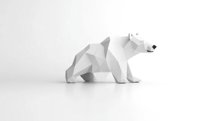 Geometric white polar bear sculpture