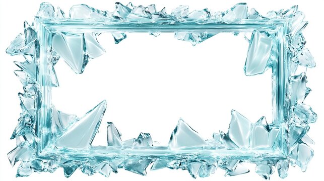 Icy rectangular frame with shards.