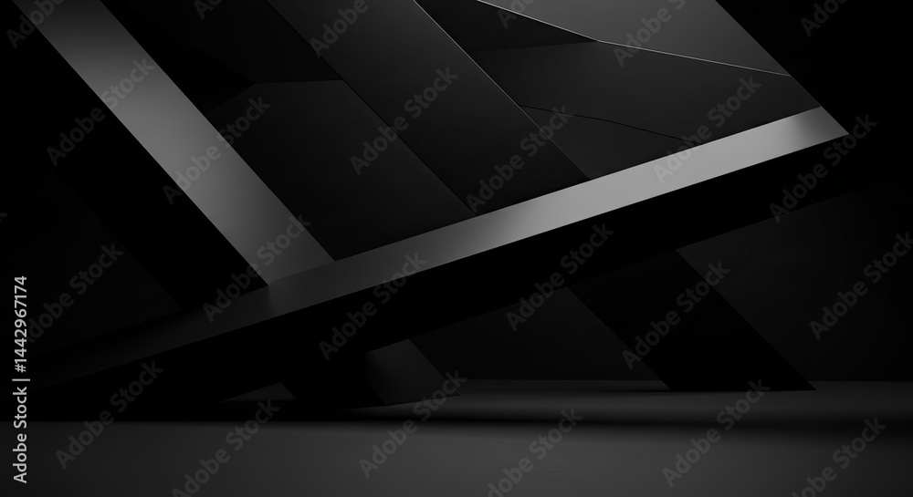 Poster a black and white photo of a room with a dark color scheme