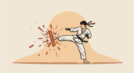 Minimalist Martial Artist Breaking Board