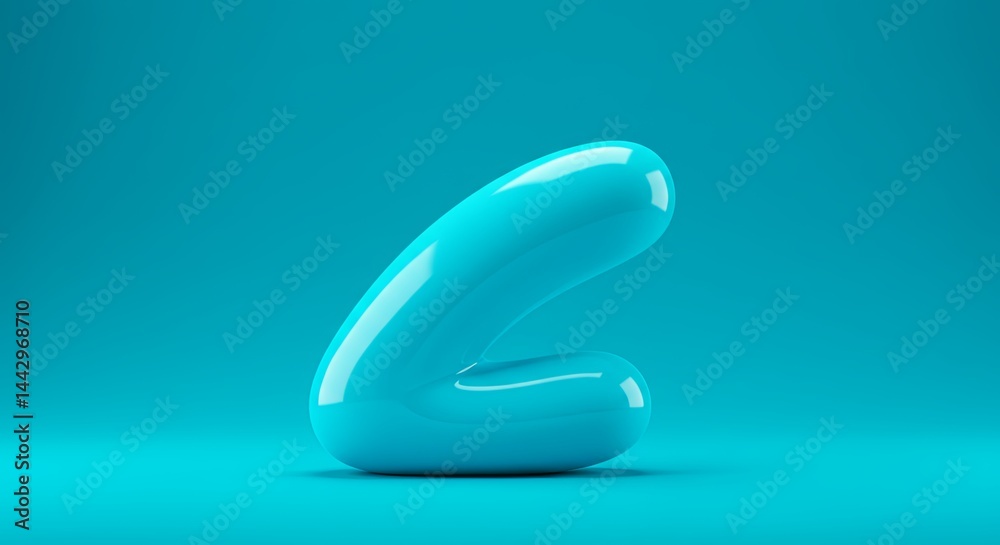 Poster a blue object with a curved shape that looks like a letter l