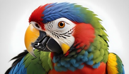 Obraz premium A captivating close-up view of a majestic, vividly colored parrot in all its glory.