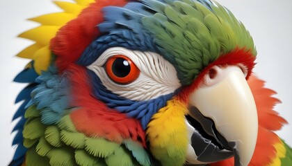 Fototapeta premium A captivating close-up portrait of a vividly colored parrot with a striking gaze.