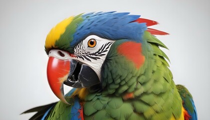 Stunning portrait of a vibrant macaw, showcasing its colorful feathers and striking features.