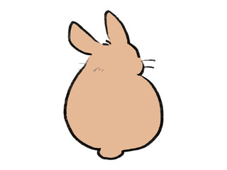 うさぎの後ろ姿　ゆるい手描きイラスト