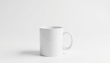 One white ceramic mug isolated on white backdrop, background, product, object