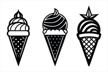 vintage black and white line drawing of an ice cream
