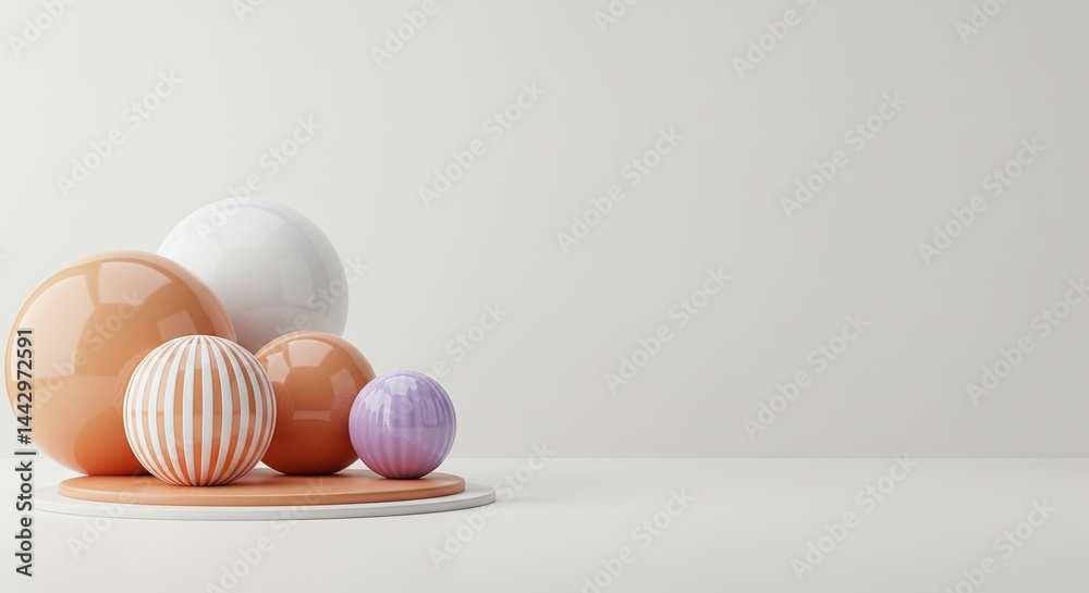 Aufkleber a white background with a group of colorful balls on a table