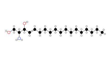 sphingosine molecule, structural chemical formula, ball-and-stick model, isolated image amino alcohol