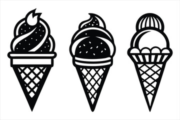 vintage black and white line drawing of an ice cream