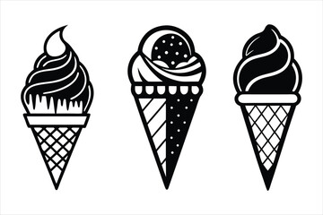vintage black and white line drawing of an ice cream