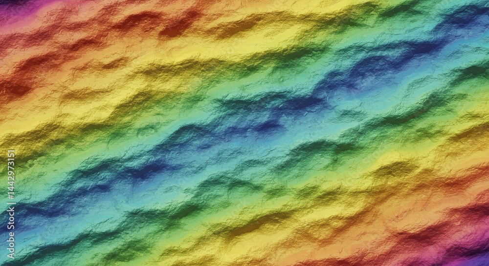 Poster a rainbow is shown in a very abstract way, with many different colors and shapes