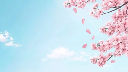 Fototapeta premium Beautiful Cherry Blossom Branches Against a Clear Blue Sky
