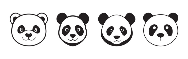 Panda head silhouette. Panda head logo icon. Vector illustration eps 10