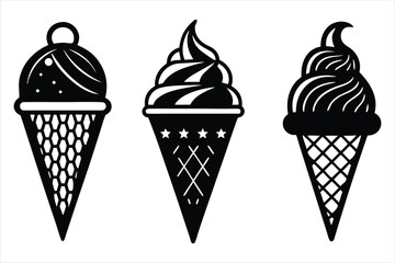 vintage black and white line drawing of an ice cream