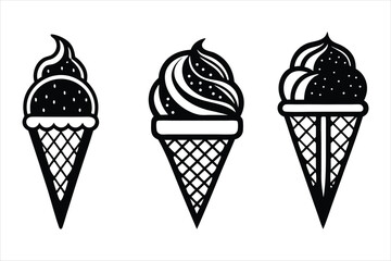 vintage black and white line drawing of an ice cream