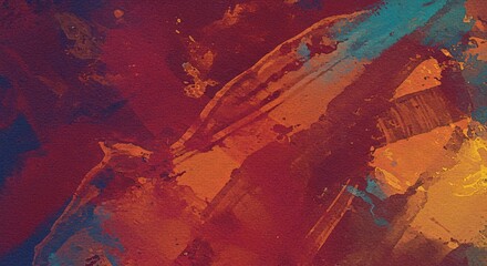 A painting with a lot of red and blue splatters