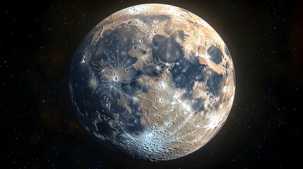 A celestial body detailed with craters bathed in light amidst a starry expanse captivating astronomical vista